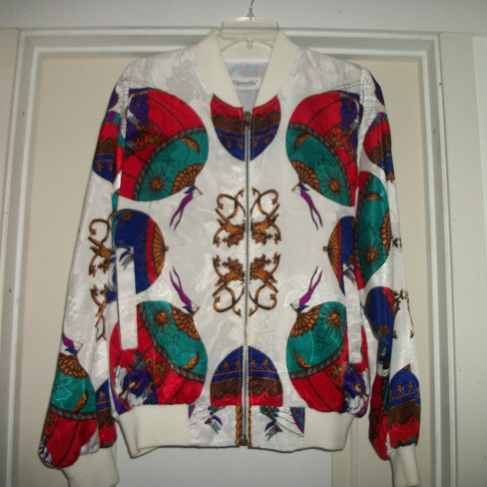 BOMBER JACKET 80S VINTAGE W SILKY BALLOONS X LG